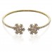 B284 Gold Plt Crystal Wire Dbl Snowflake Bracelet 106297-Gold